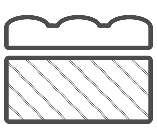 Lego brick illustration, black and white striped design.