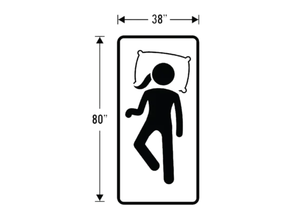 Twin xl bed dimensions illustration with figure.