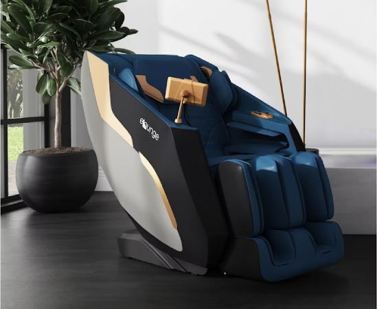 Luxury blue massage chair in modern room