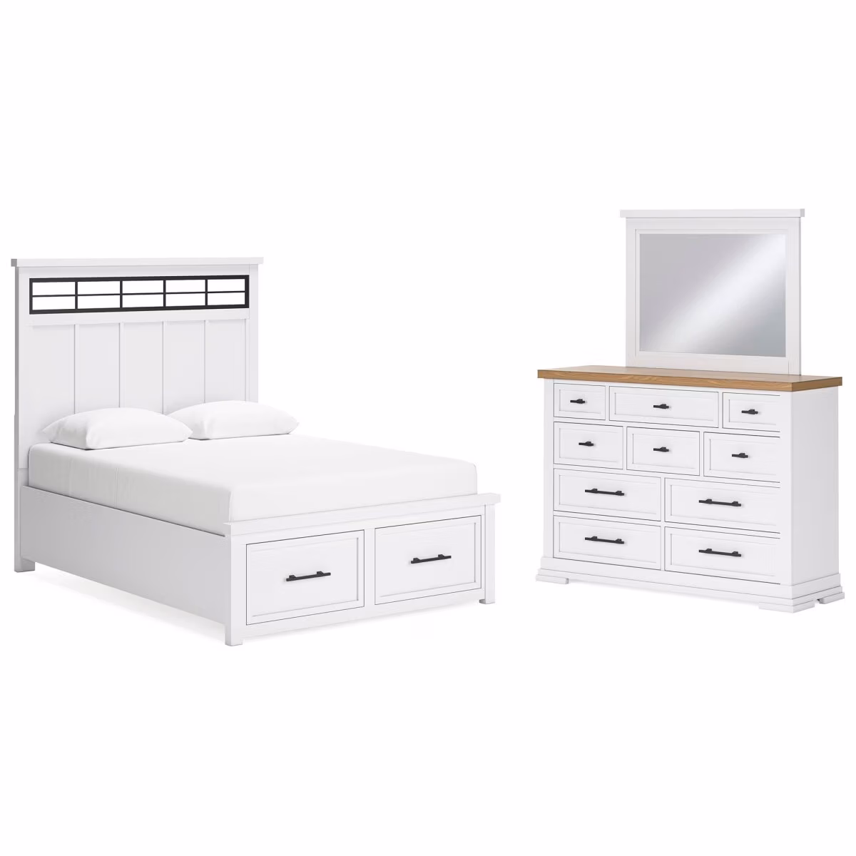 Ashbryn Queen Panel Storage Bed, Dresser and Mirror - Image 2