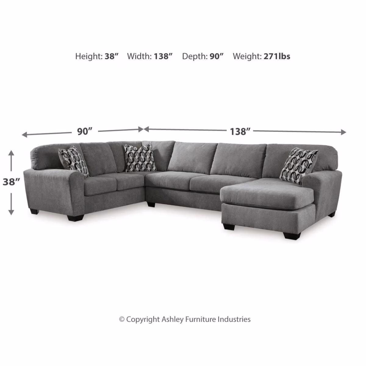 Birkdale Court 3-Piece Sectional with Chaise - Image 7