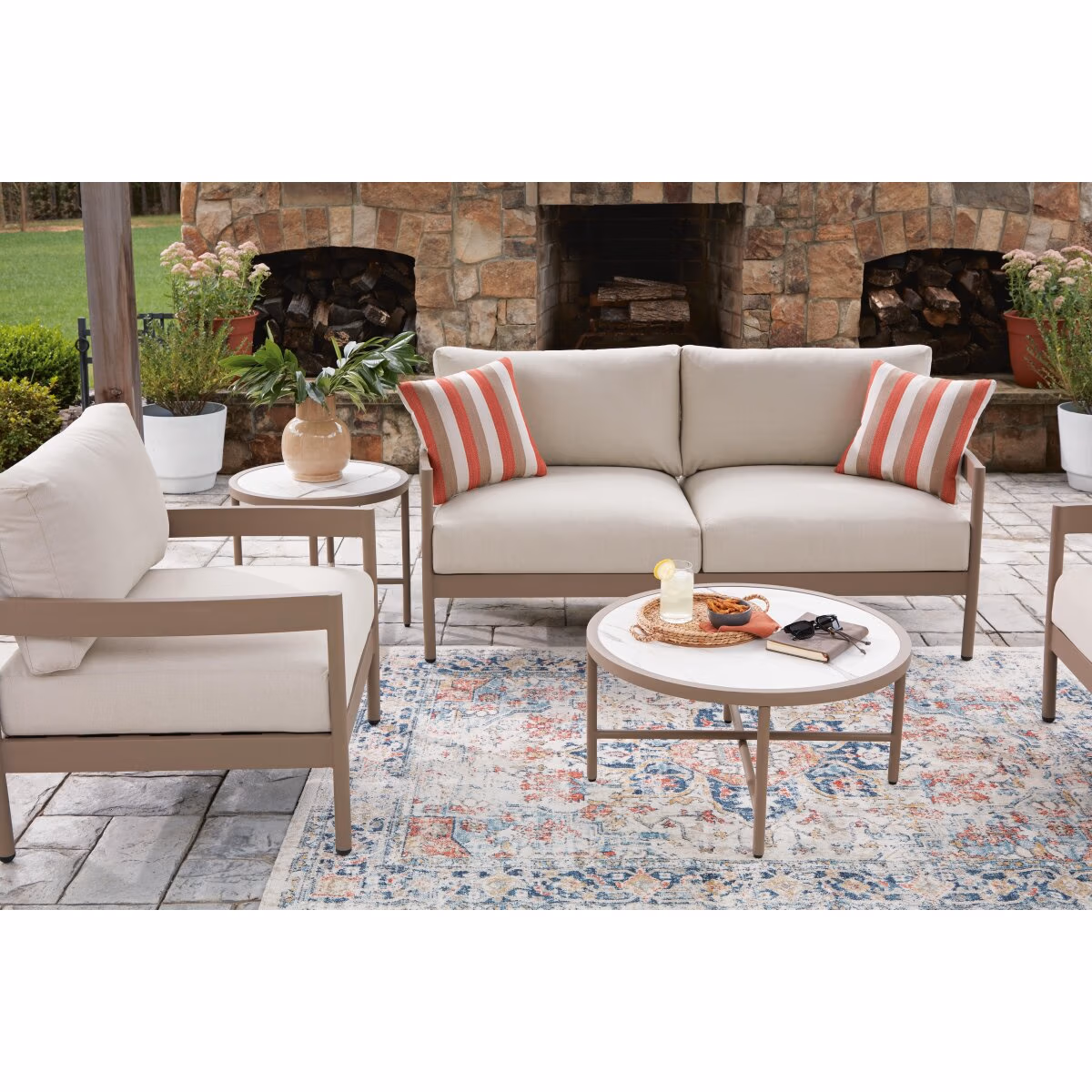 Bluff Trail Outdoor Love/Chairs/Tables Set (Set of 5) - Image 7