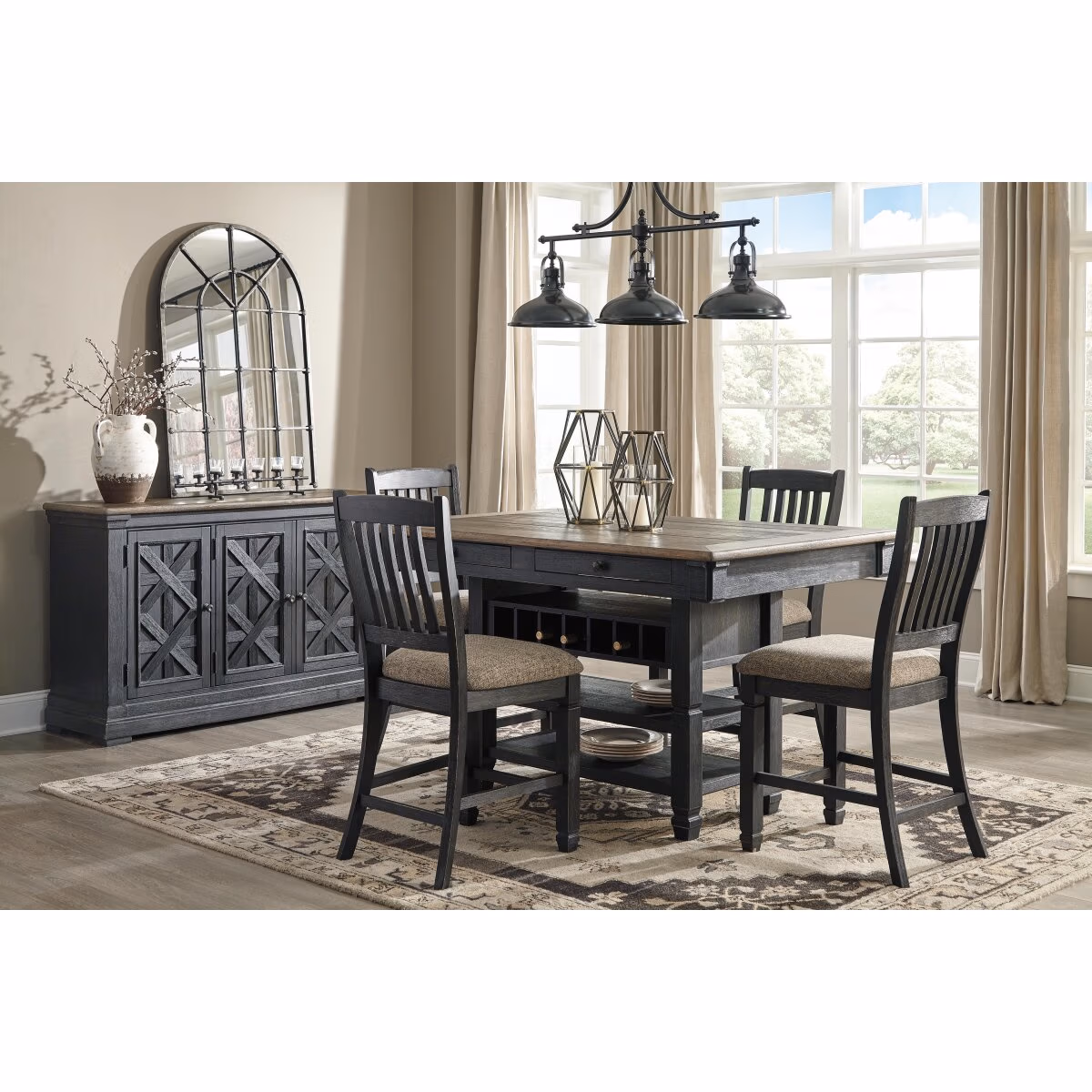 Tyler Creek Counter Height Dining Table and 4 Barstools with Server - Image 2