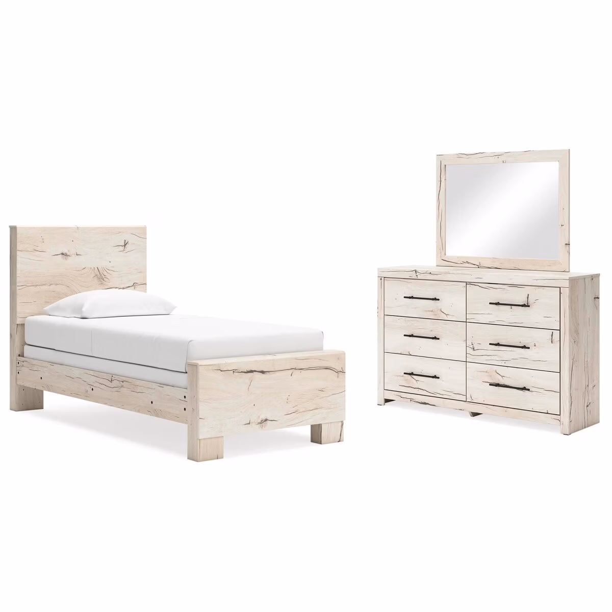 Lawroy Twin Panel Bed, Dresser and Mirror - Image 2