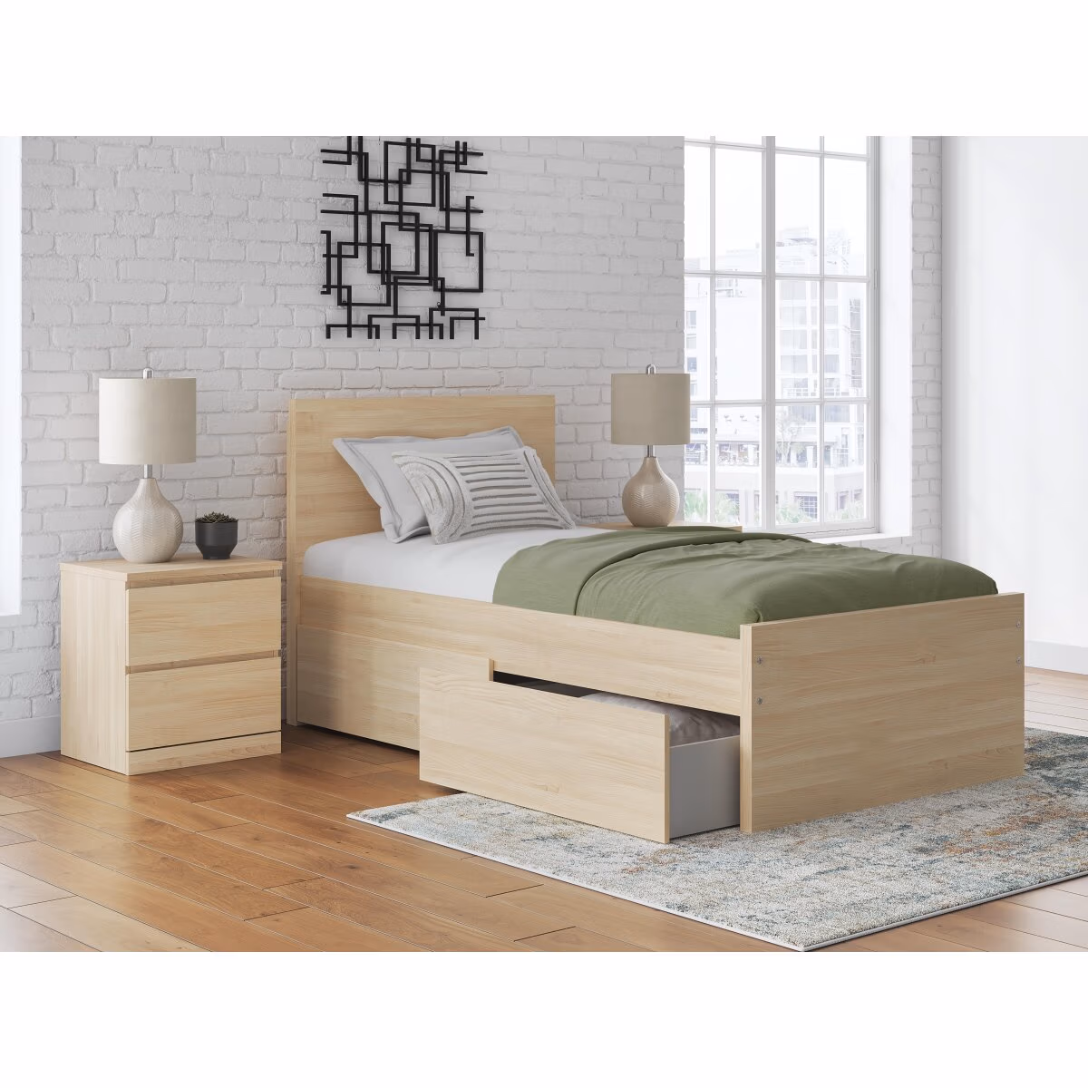 Onita Twin Panel Platform Bed with 1 Side Storage - Image 3