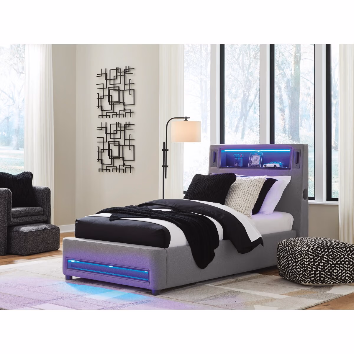 Finigale Twin Upholstered Bed with Wireless Audio - Image 7