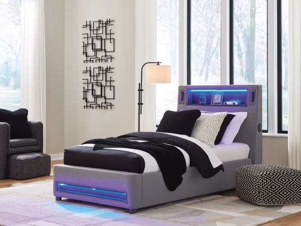 Finigale Twin Upholstered Bed with Wireless Audio - Image 7