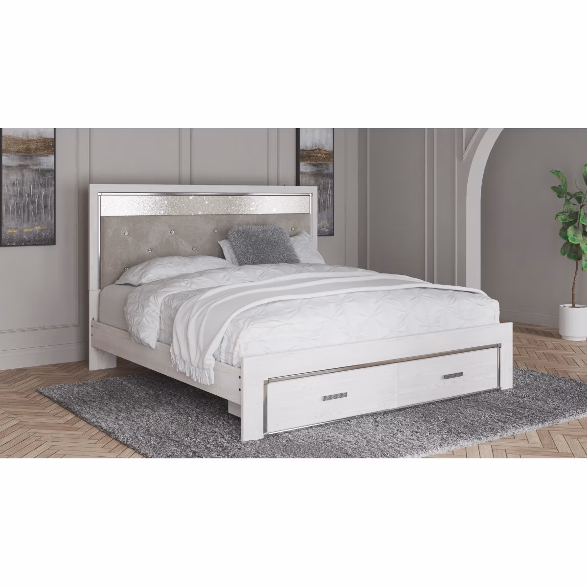 Altyra King Upholstered Storage Bed, Dresser, Mirror, Chest, and Nightstand - Image 35