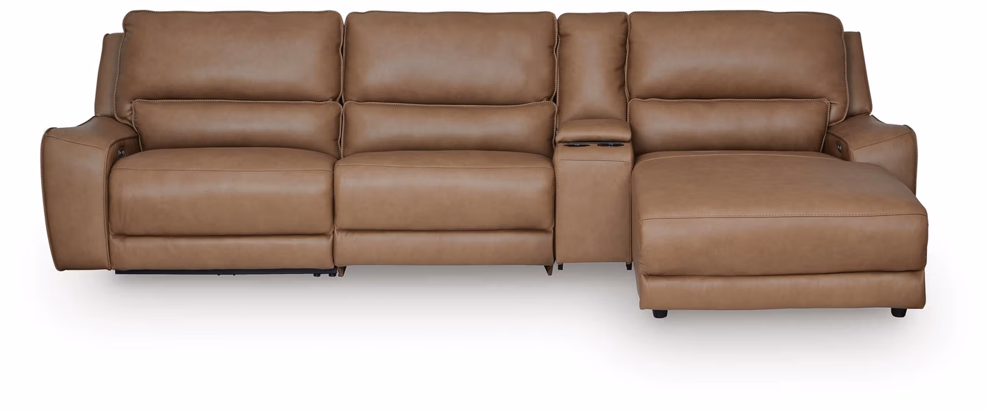DeepWakes 4-Piece Reclining Sectional with Chaise and Storage Console