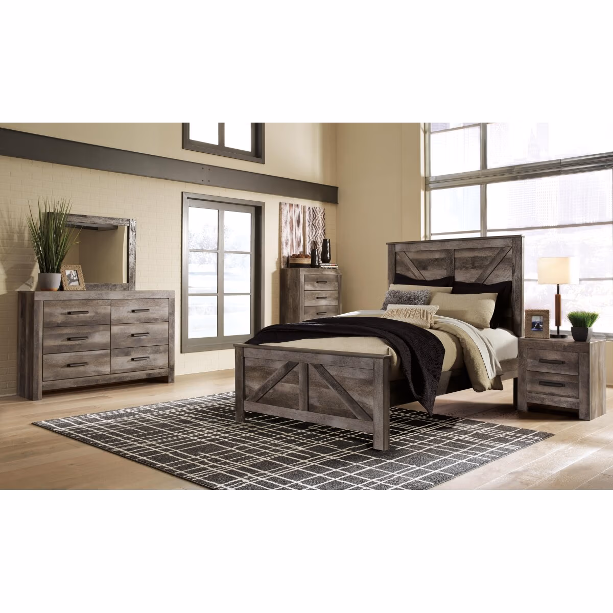 Wynnlow Queen Crossbuck Panel Bed, Dresser, Mirror, and Nightstand - Image 12