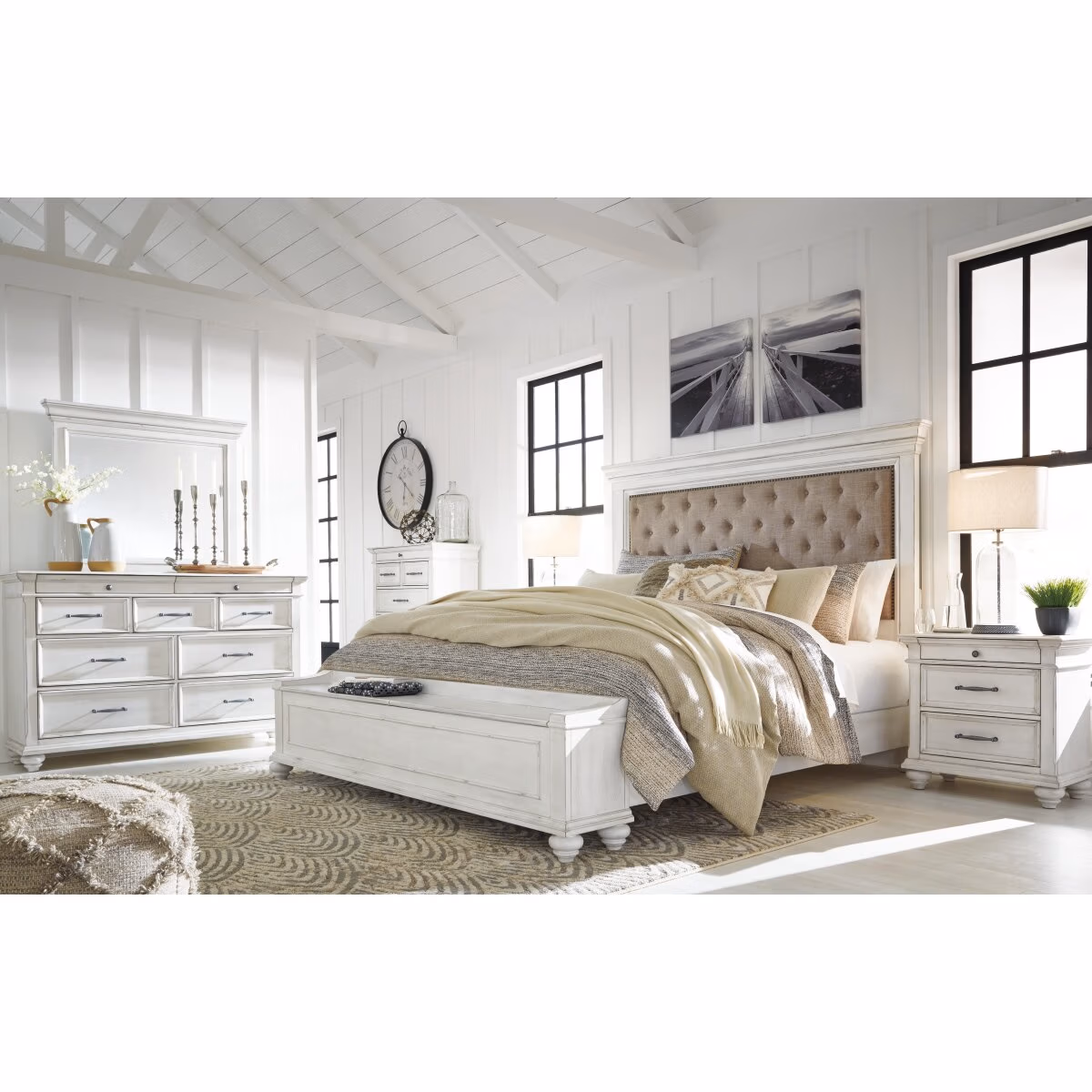 Kanwyn King Upholstered Storage Bed, Dresser, Mirror and Nightstand - Image 12