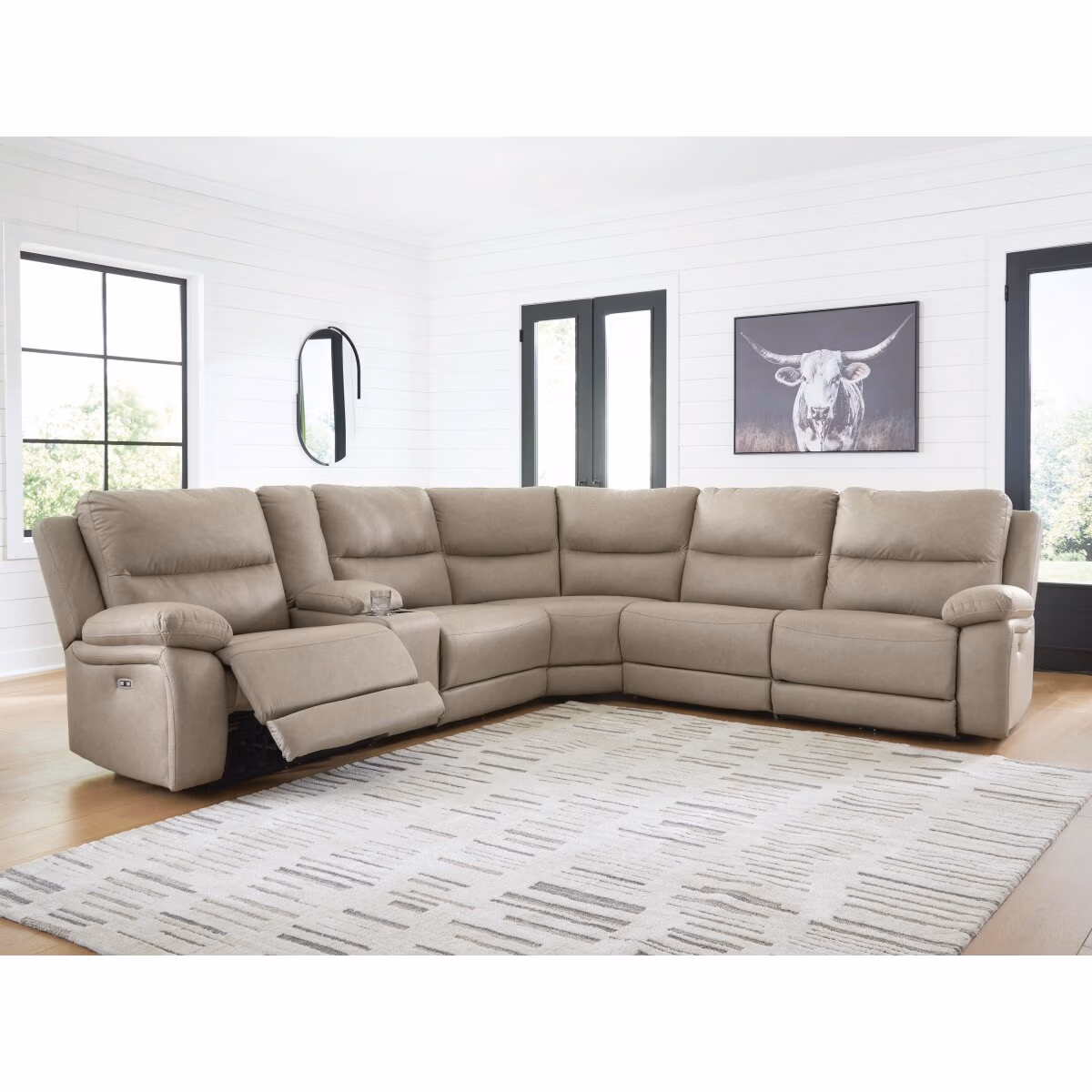 Narwhal Place 6-Piece Reclining Sectional with Storage Console - Image 3
