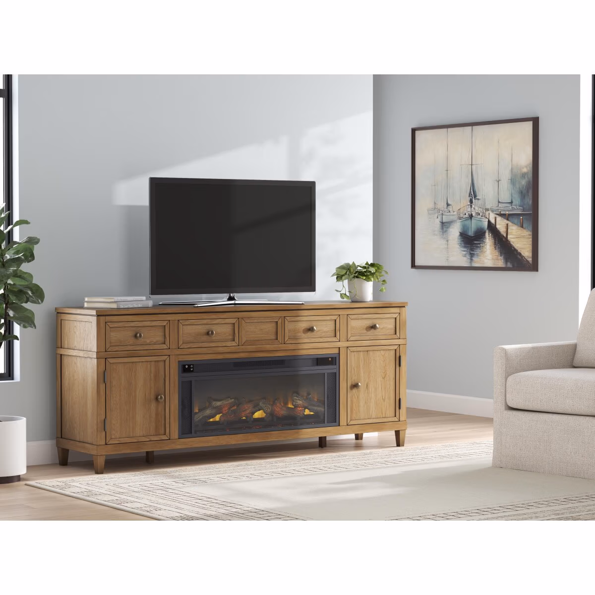 Sharlance 81" TV Stand with Electric Fireplace - Image 3