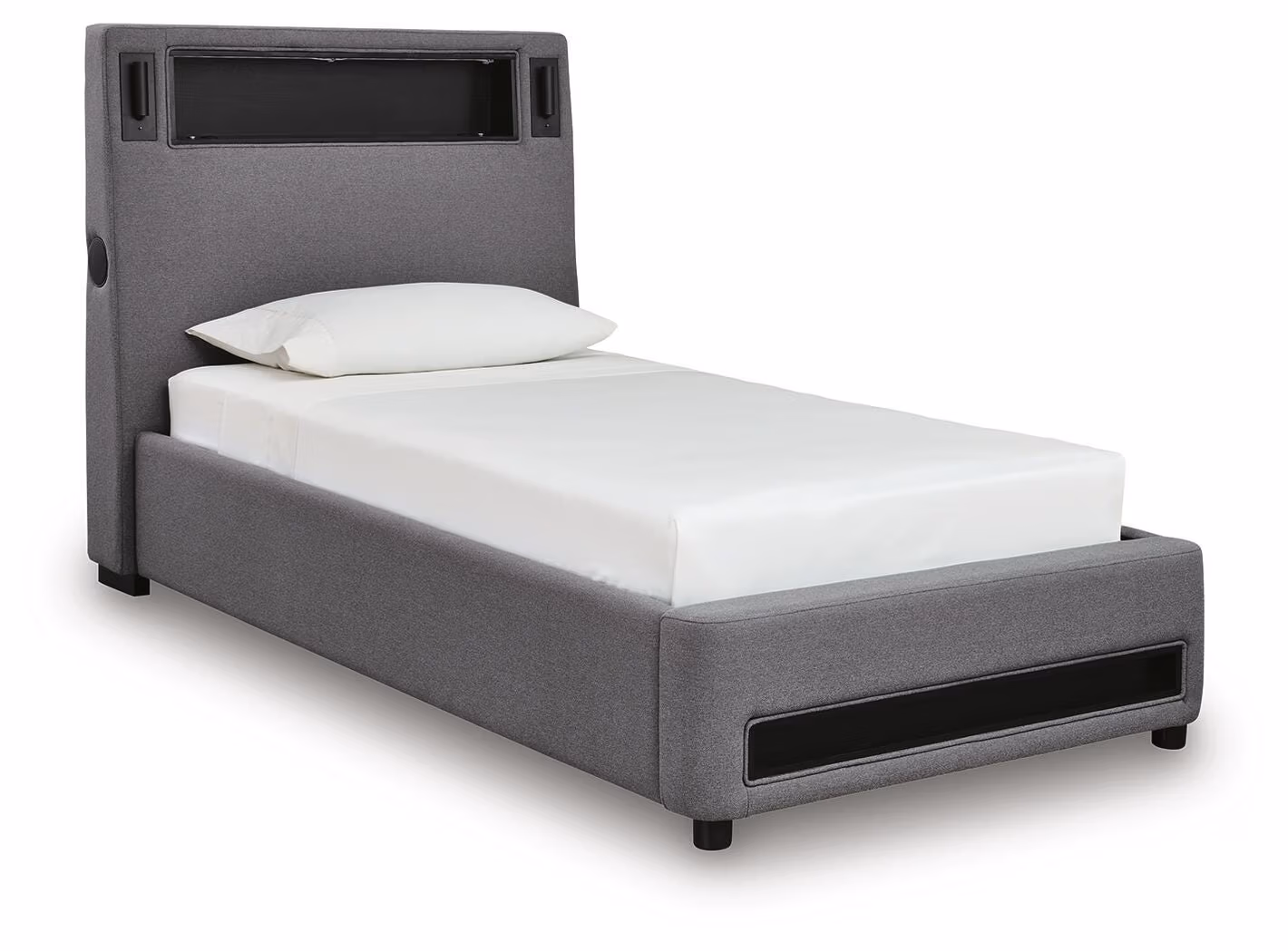 Finigale Twin Upholstered Bed with Wireless Audio