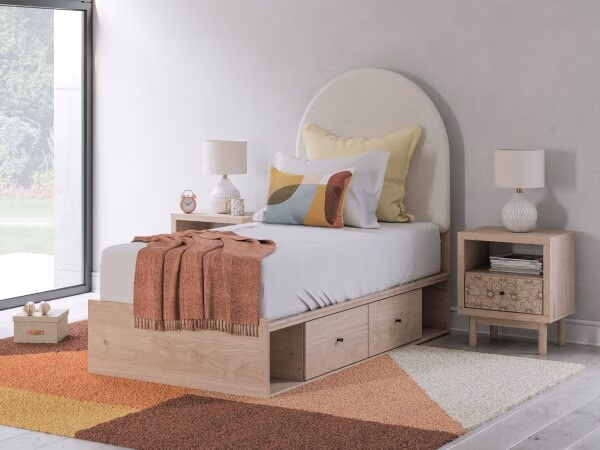 Arloster Twin Upholstered Panel Bed with Storage - Image 3