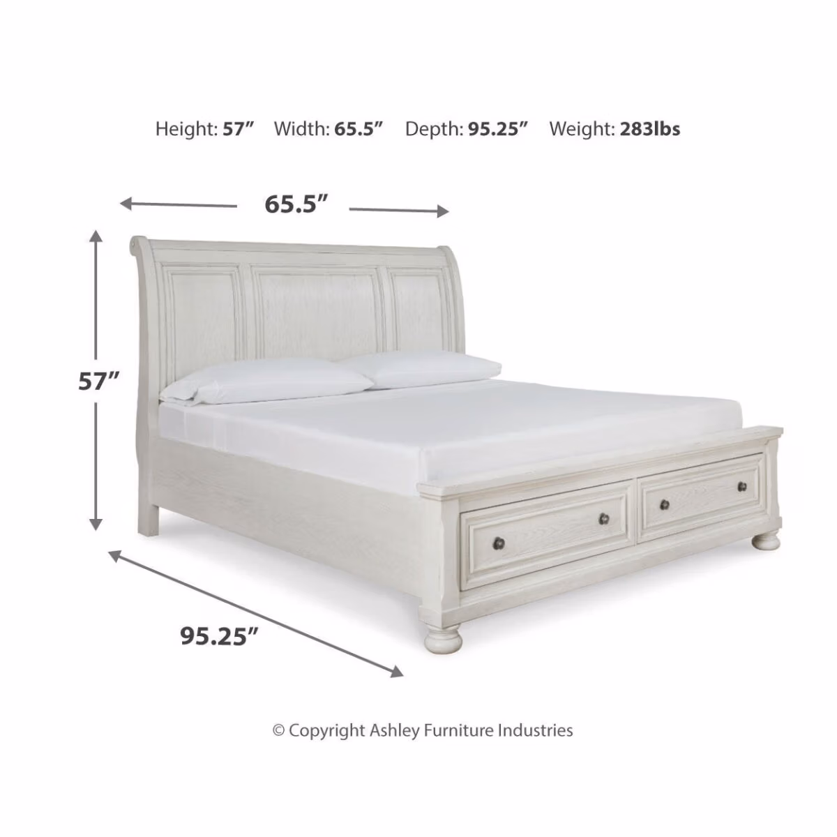Robbinsdale Queen Sleigh Storage Bed, Dresser and Mirror - Image 9