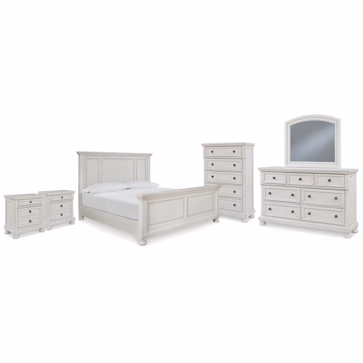 Robbinsdale King Panel Bed, Dresser, Mirror, Chest and 2 Nightstands - Image 2
