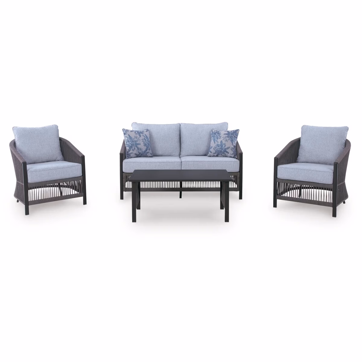 Bridges Beach Outdoor Love/Chairs/Table Set (Set of 4) - Image 4