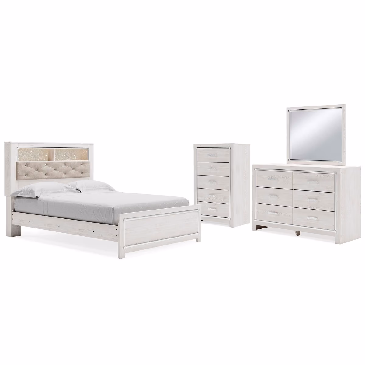 Altyra Queen Bookcase Panel Bed, Dresser, Mirror and Chest - Image 2