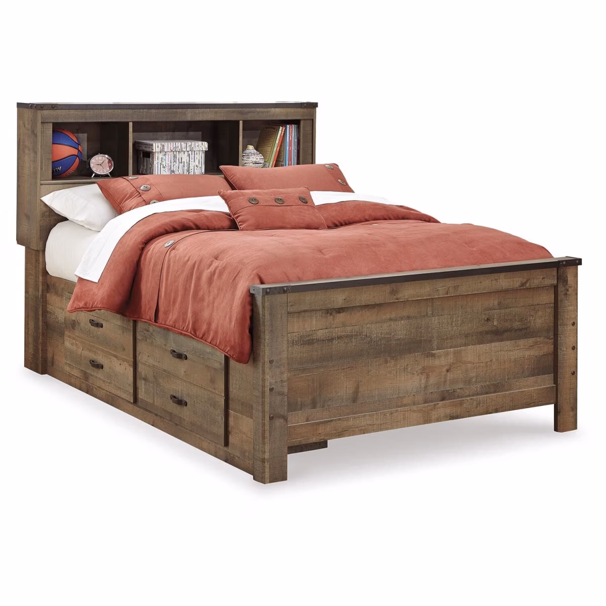 Trinell Full Bookcase Storage Bed, Dresser, Mirror, Chest and 2 Nightstands - Image 8