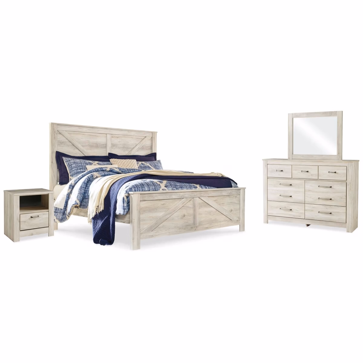 Bellaby King Crossbuck Panel Bed, Dresser, Mirror, and Nightstand - Image 2