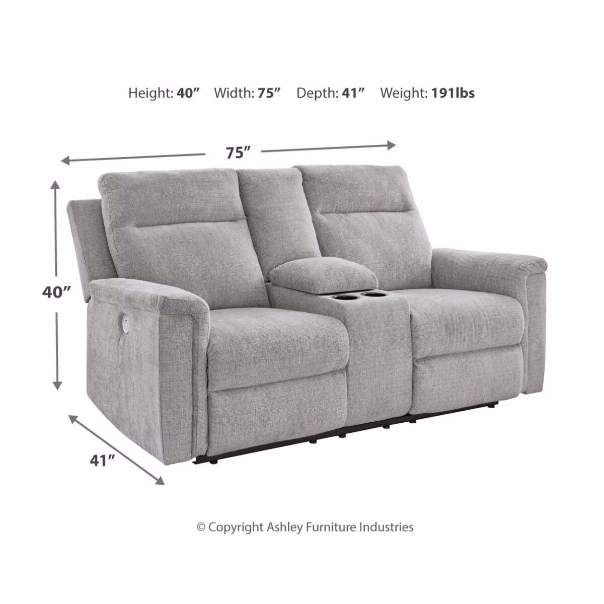 Barnsana Power Reclining Loveseat with Console - Image 5