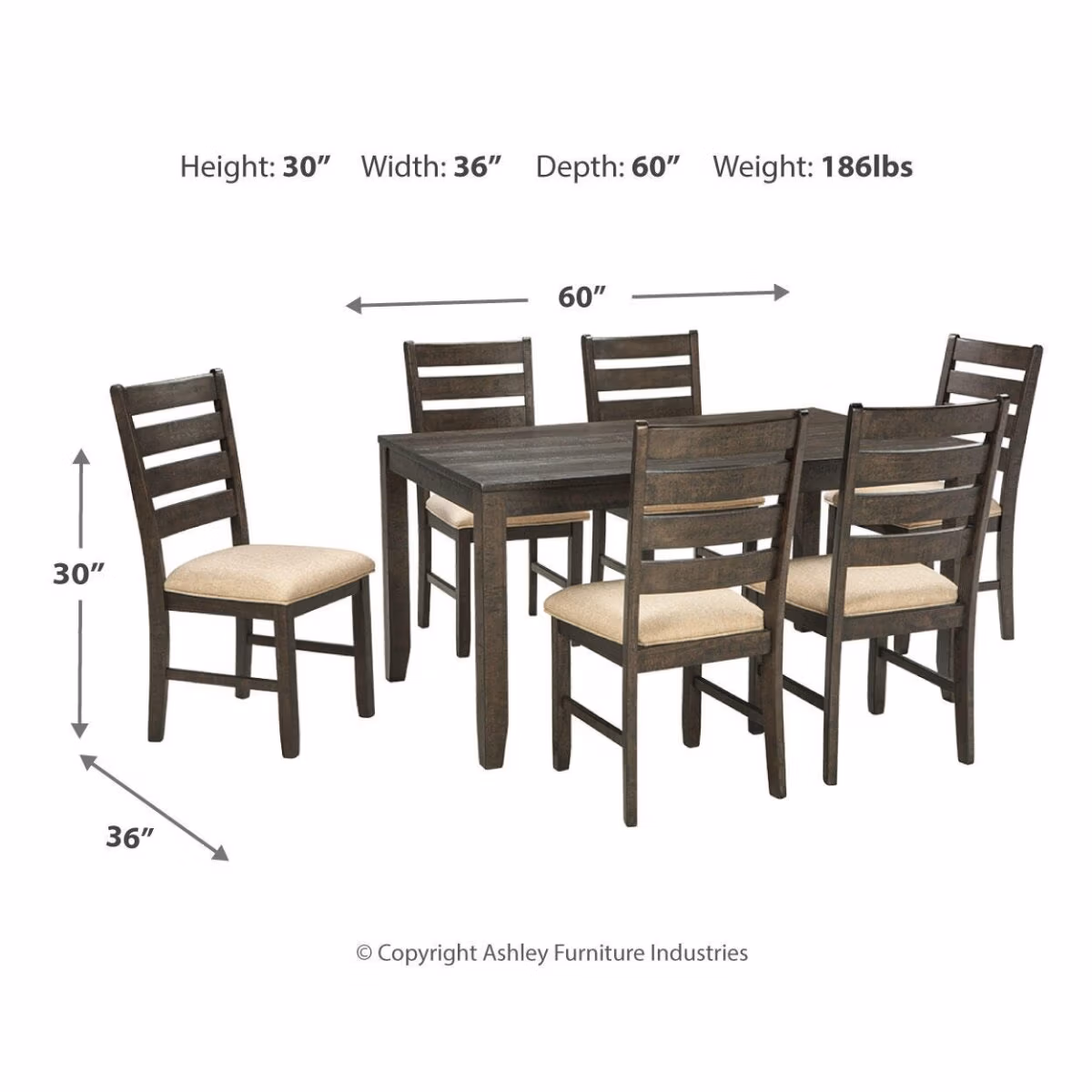 Rokane Dining Table and Chairs (Set of 7) - Image 5