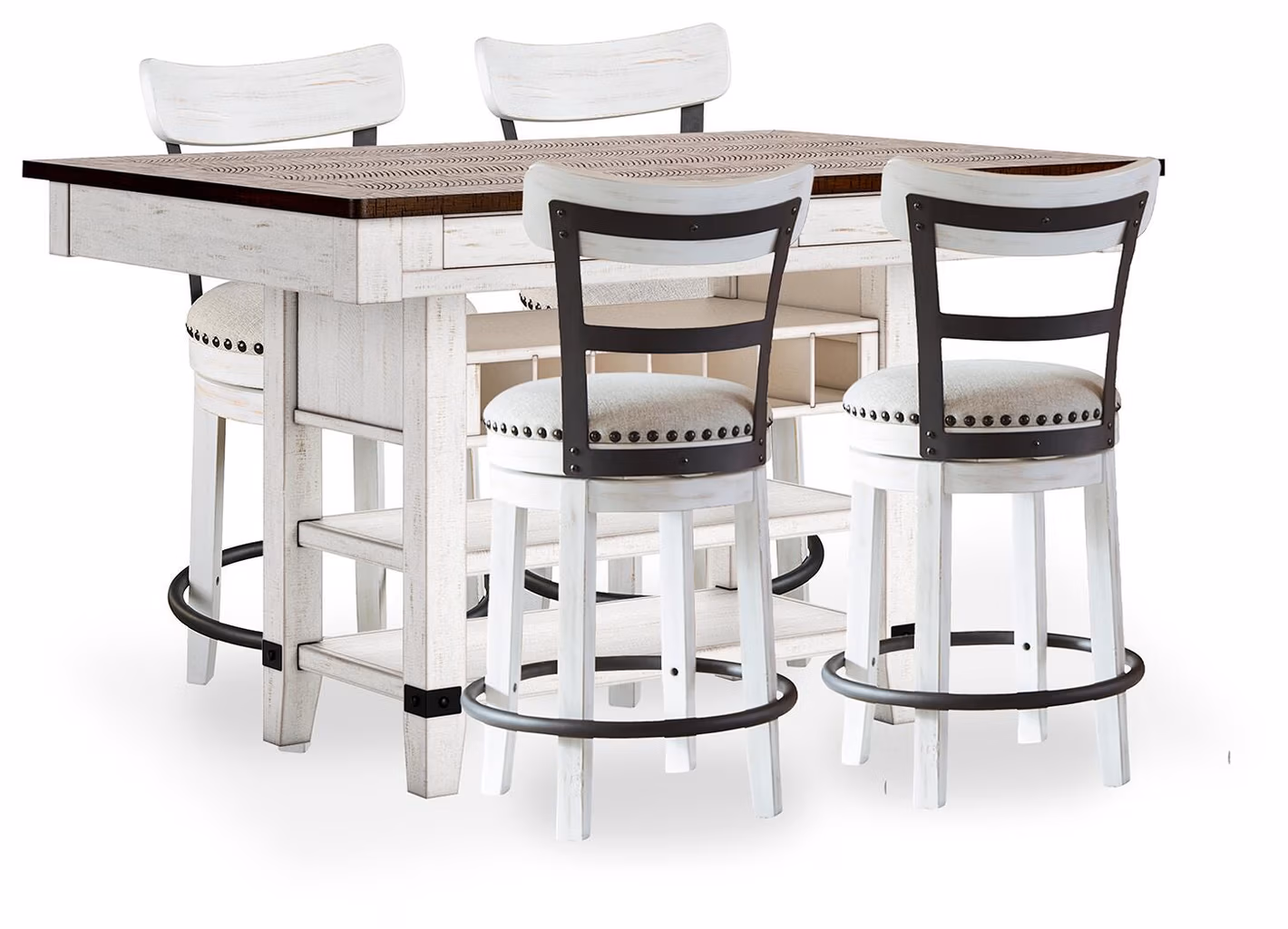 Valebeck Counter Height Dining Table and 4 Barstools