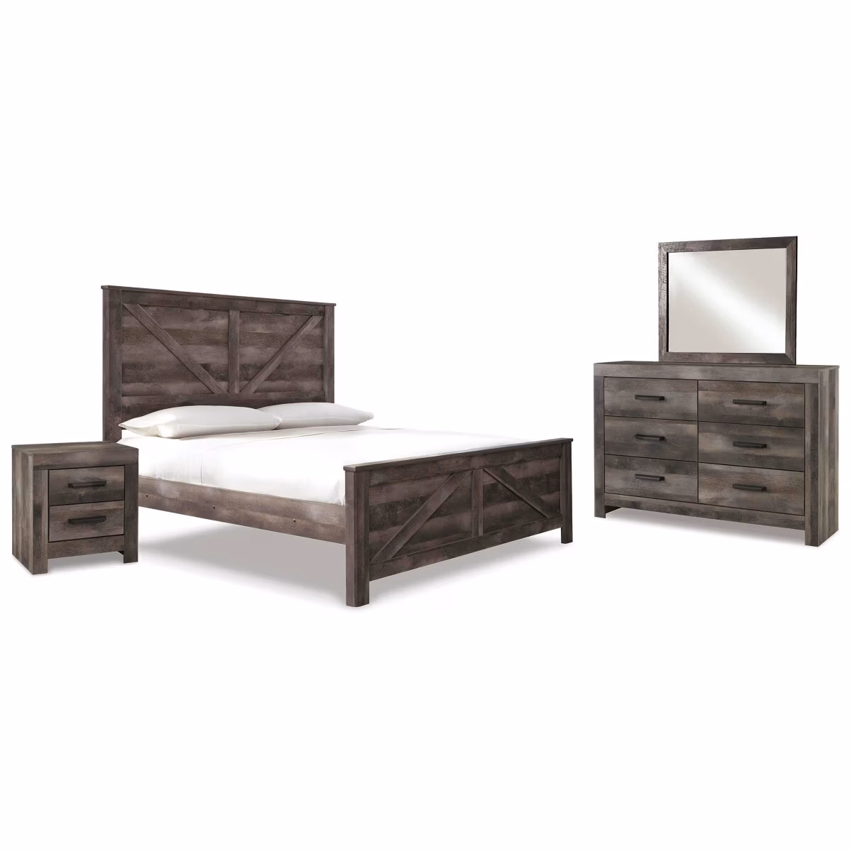 Wynnlow King Crossbuck Panel Bed, Dresser, Mirror and Nightstand - Image 2