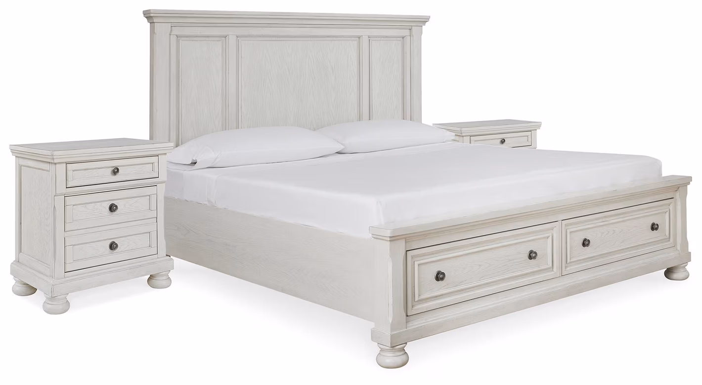 Robbinsdale King Storage Bed and 2 Nightstands