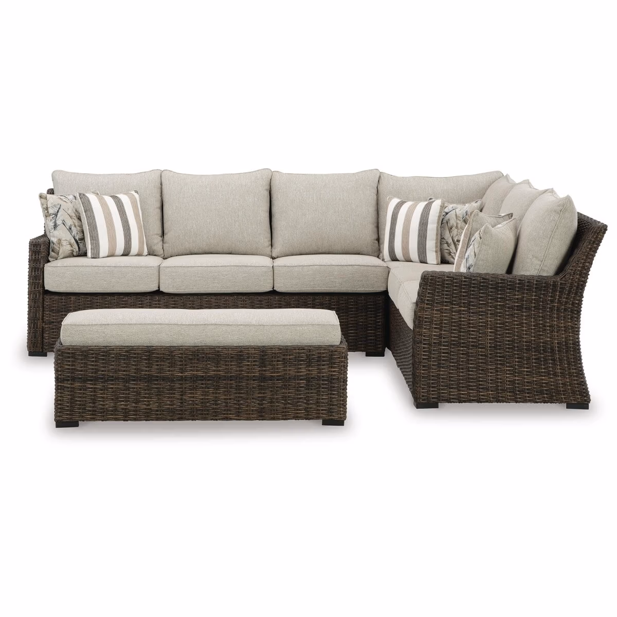 Brook Ranch Outdoor Sofa Sectional/Bench with Cushion (Set of 3) - Image 4