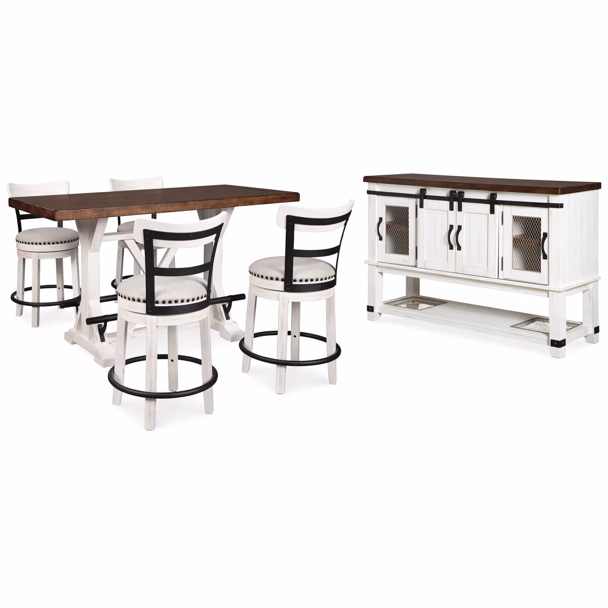 Valebeck Counter Height Dining Table, 4 Barstools and Server - Image 3