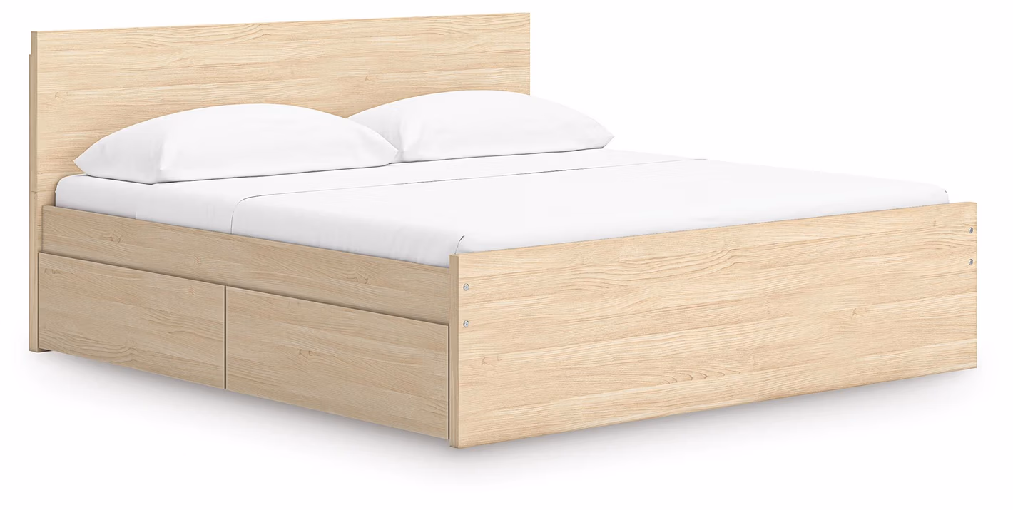 Onita King Panel Platform Bed with 2 Side Storage