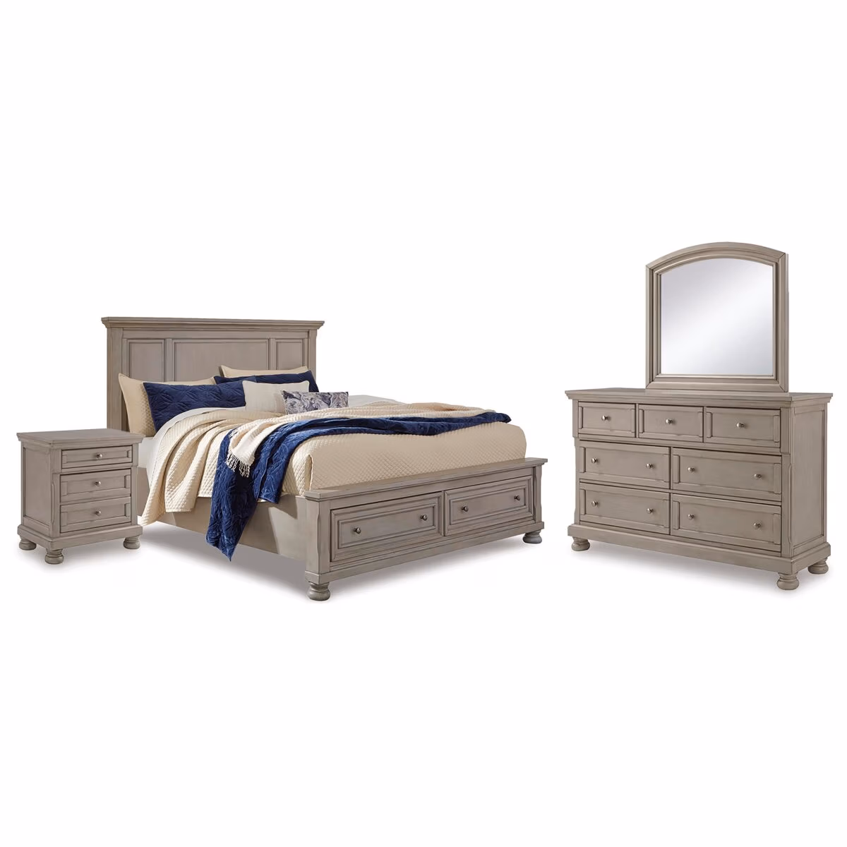 Lettner Queen Panel Storage Bed, Dresser, Mirror and Nightstand - Image 2