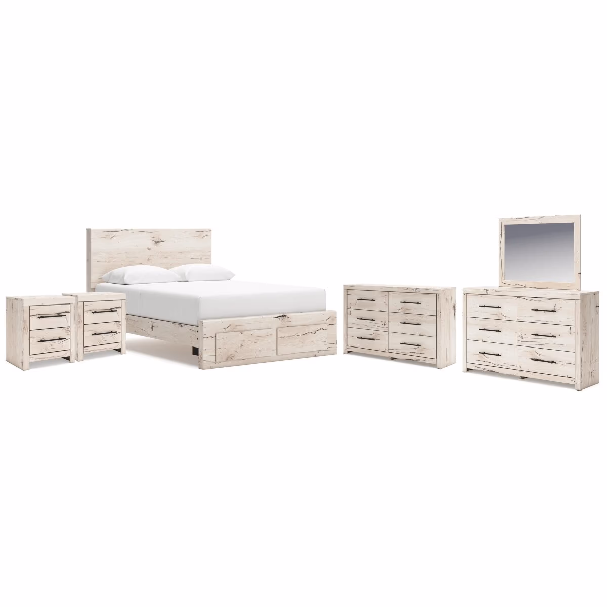 Lawroy Queen Storage Bed, 2 Dressers, Mirror and 2 Nightstands - Image 2