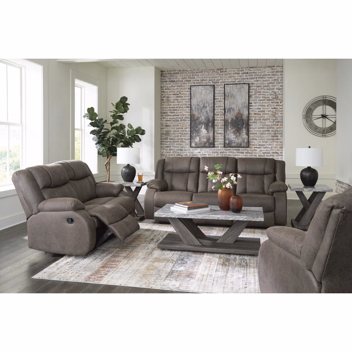 First Base Reclining Sofa, Loveseat and Recliner - Image 2