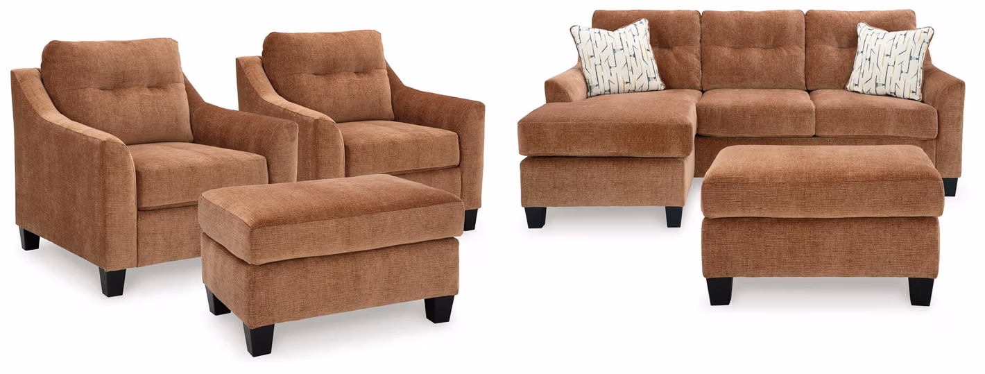Amity Bay Sofa Chaise Sleeper, 2 Chairs and 2 Ottomans