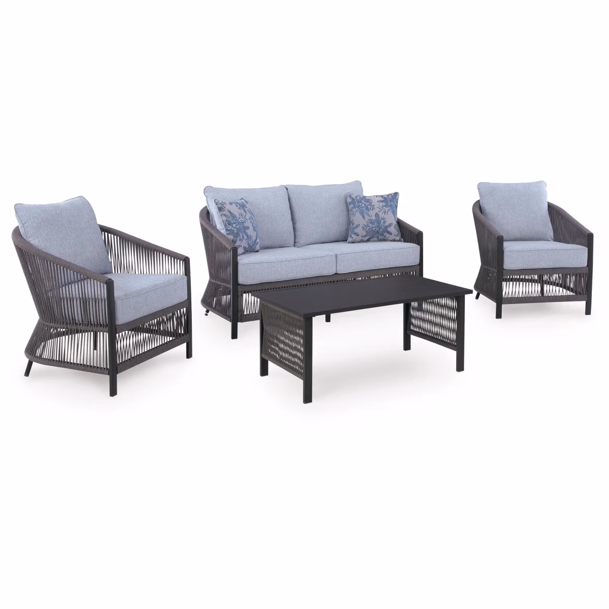 Bridges Beach Outdoor Love/Chairs/Table Set (Set of 4) - Image 2