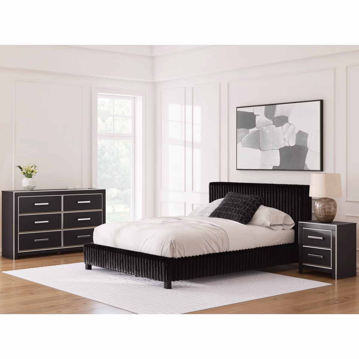 Zuraleus Queen Upholstered Bed, Dresser and Nightstand - Image 3