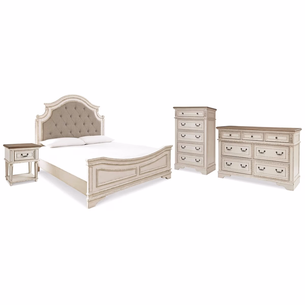 Realyn King Upholstered Panel Bed, Dresser, Chest and Nightstand - Image 2