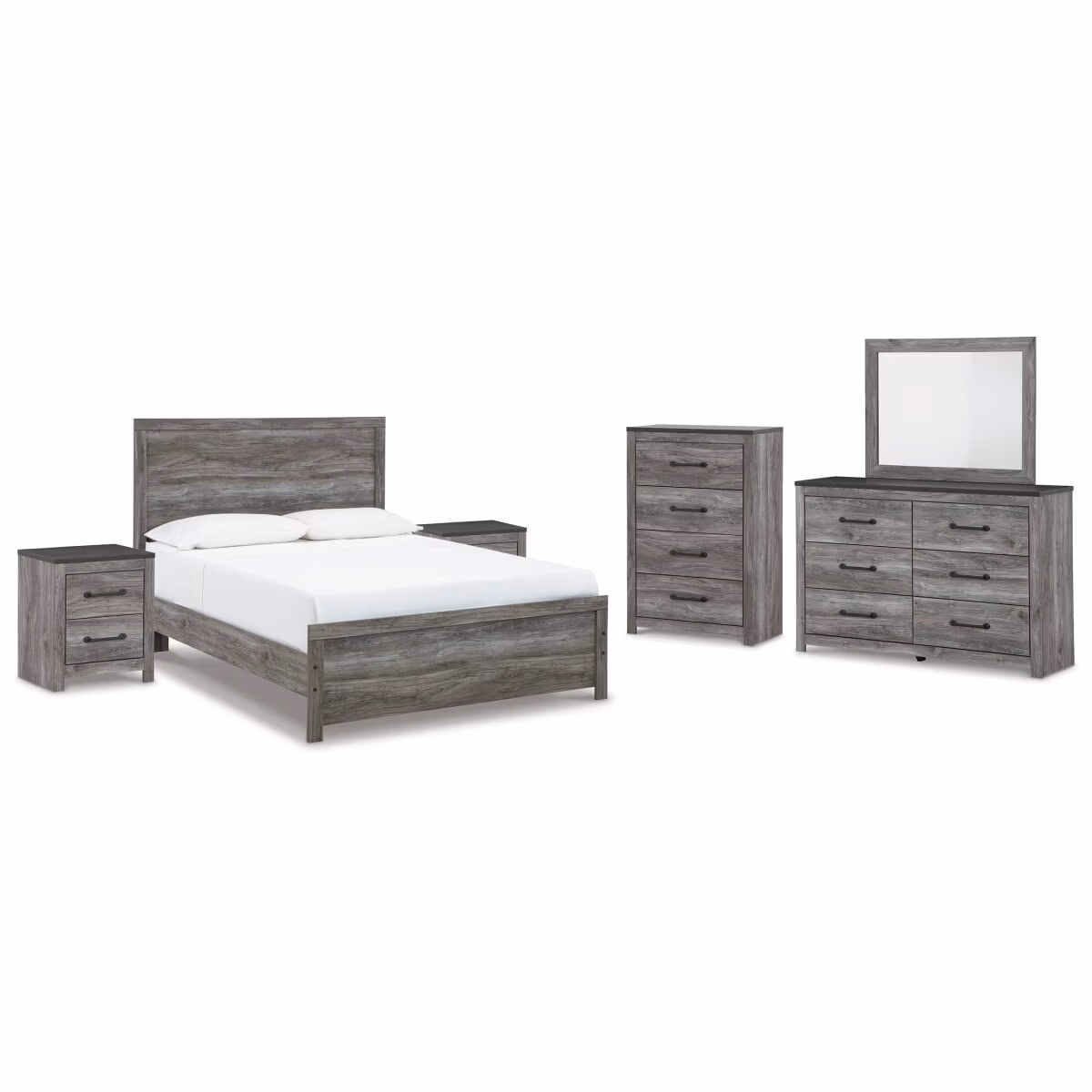 Bronyan Queen Panel Bed, Dresser, Mirror, Chest and 2 Nightstands - Image 2