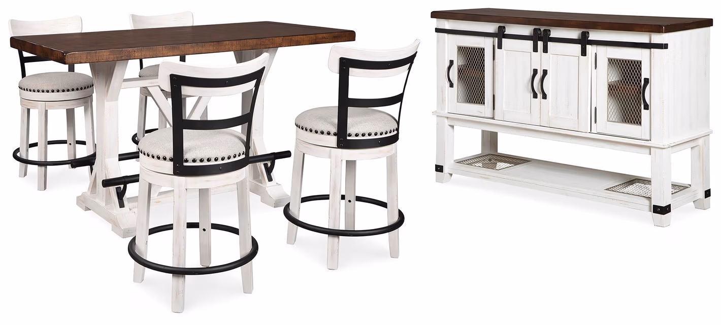 3caef65c3b5266535c8f20cb2fea75c6 Valebeck Counter Height Dining Table, 4 Barstools and Server - Image 1