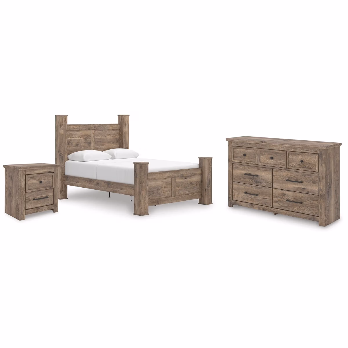 Rusticott Queen Poster Bed, Dresser and Nightstand - Image 2