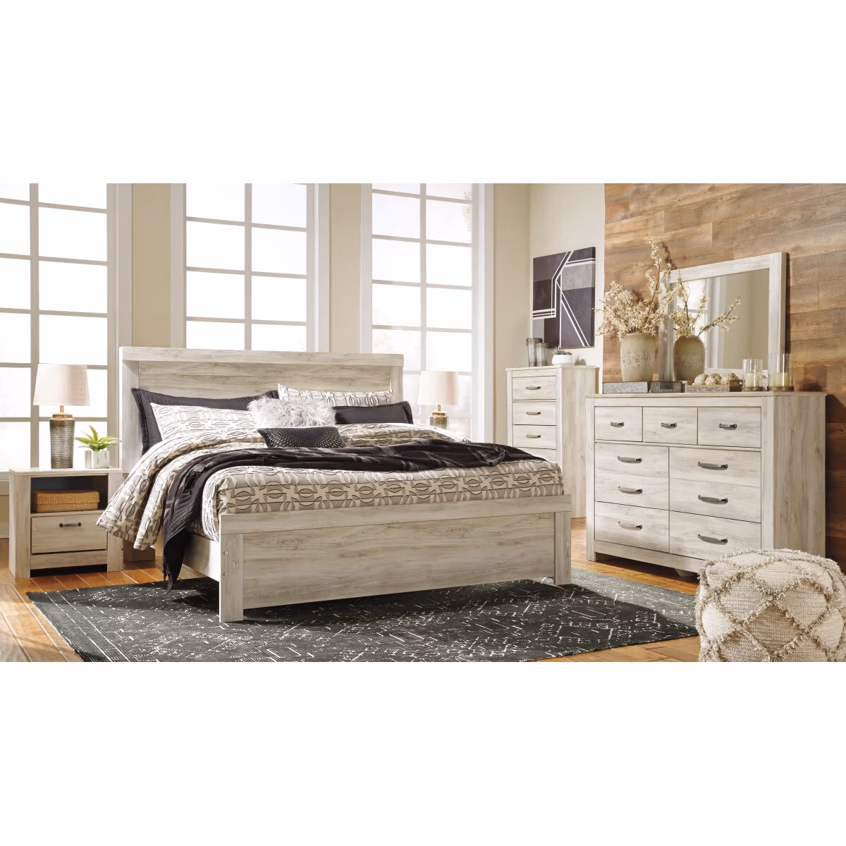 Bellaby King Panel Bed, Dresser, Mirror, Chest and 2 Nightstands - Image 12