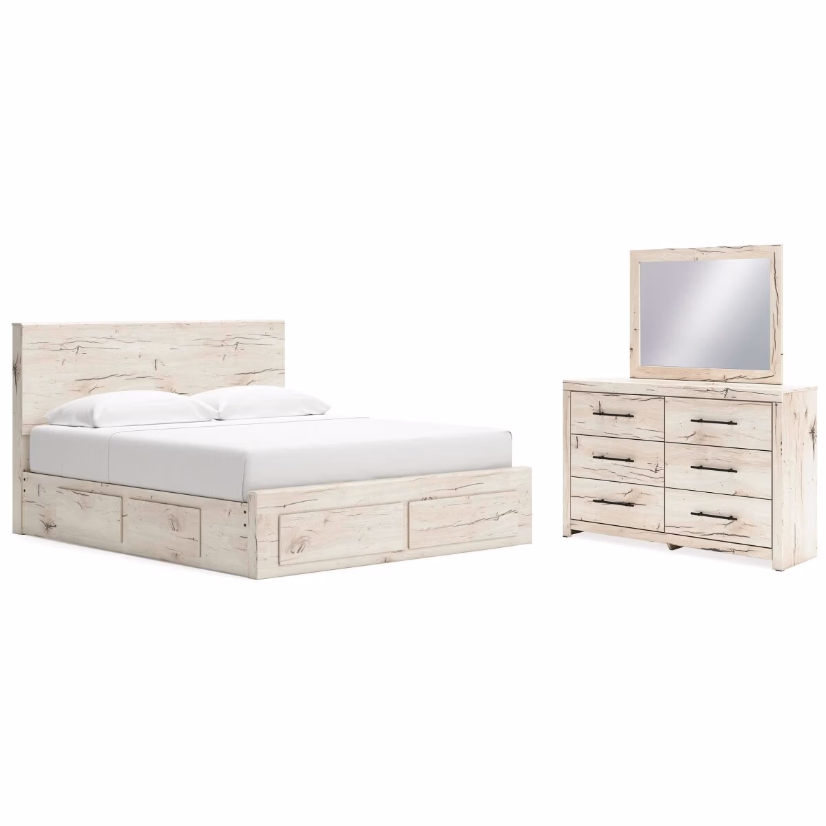 Lawroy King Panel Storage Bed, Dresser and Mirror - Image 2