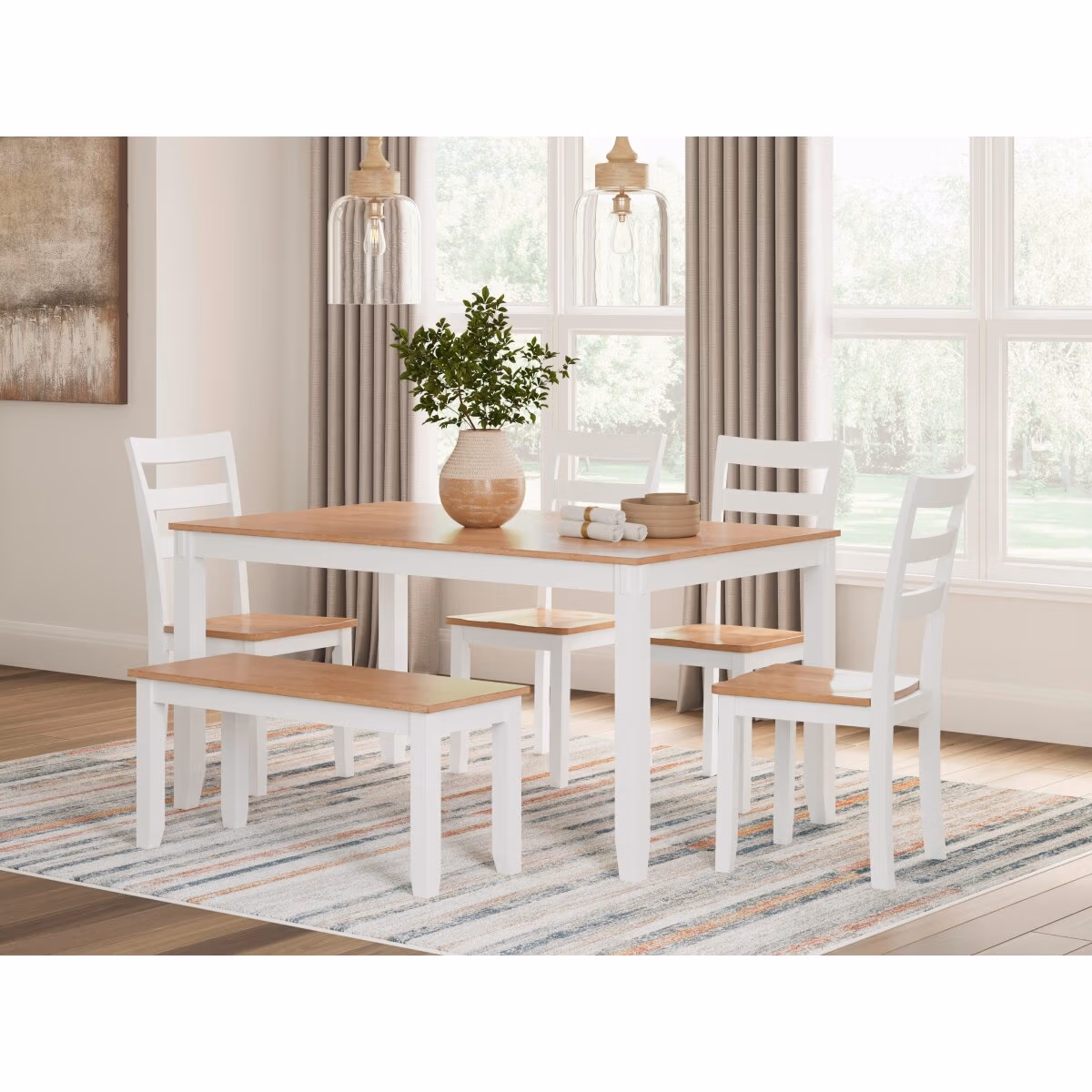 Gesthaven Dining Table with 4 Chairs and Bench (Set of 6) - Image 3