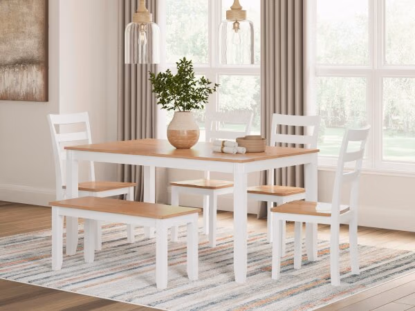 Gesthaven Dining Table with 4 Chairs and Bench (Set of 6) - Image 3