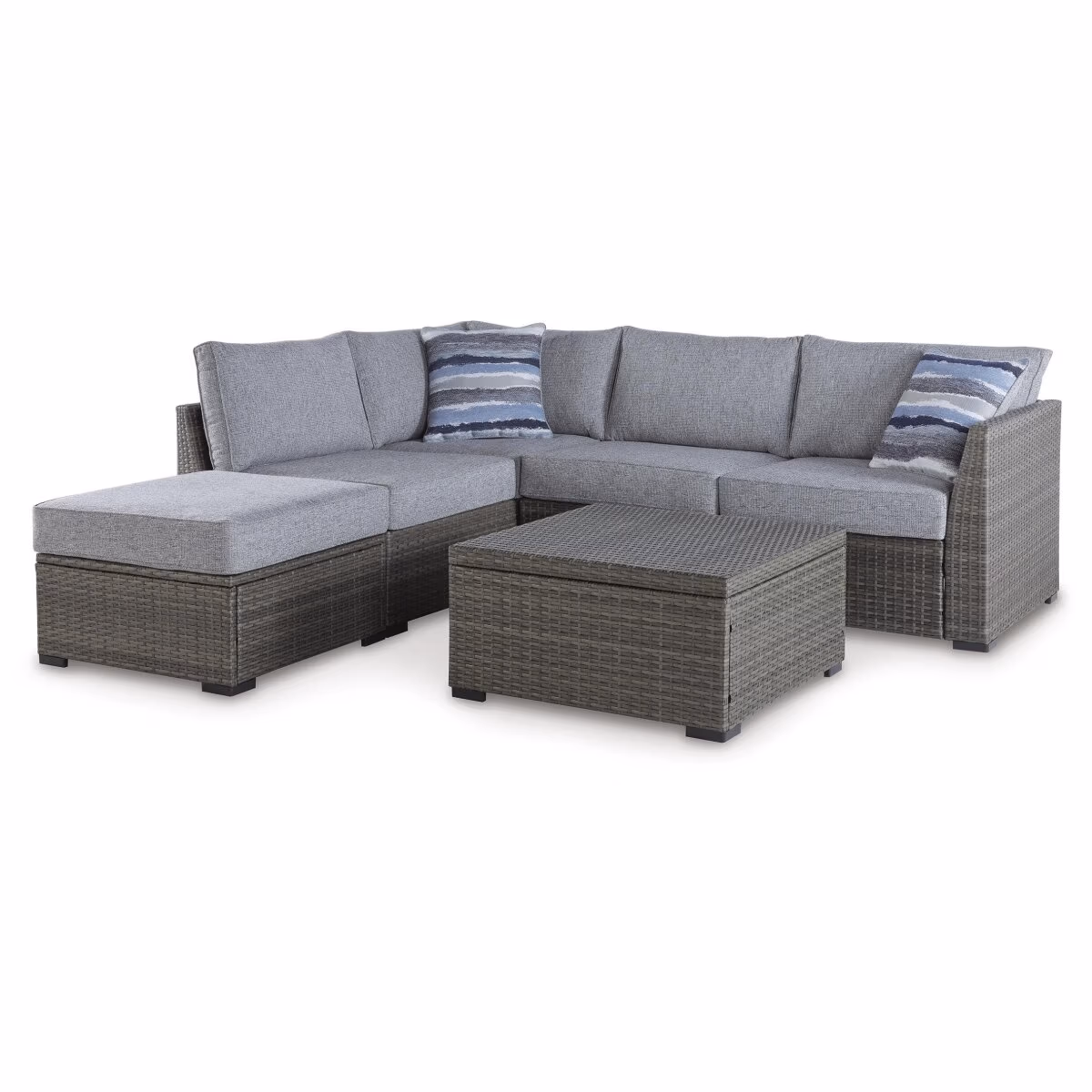Petal Road Outdoor Loveseat Sectional/Ottoman/Table Set (Set of 4) - Image 2