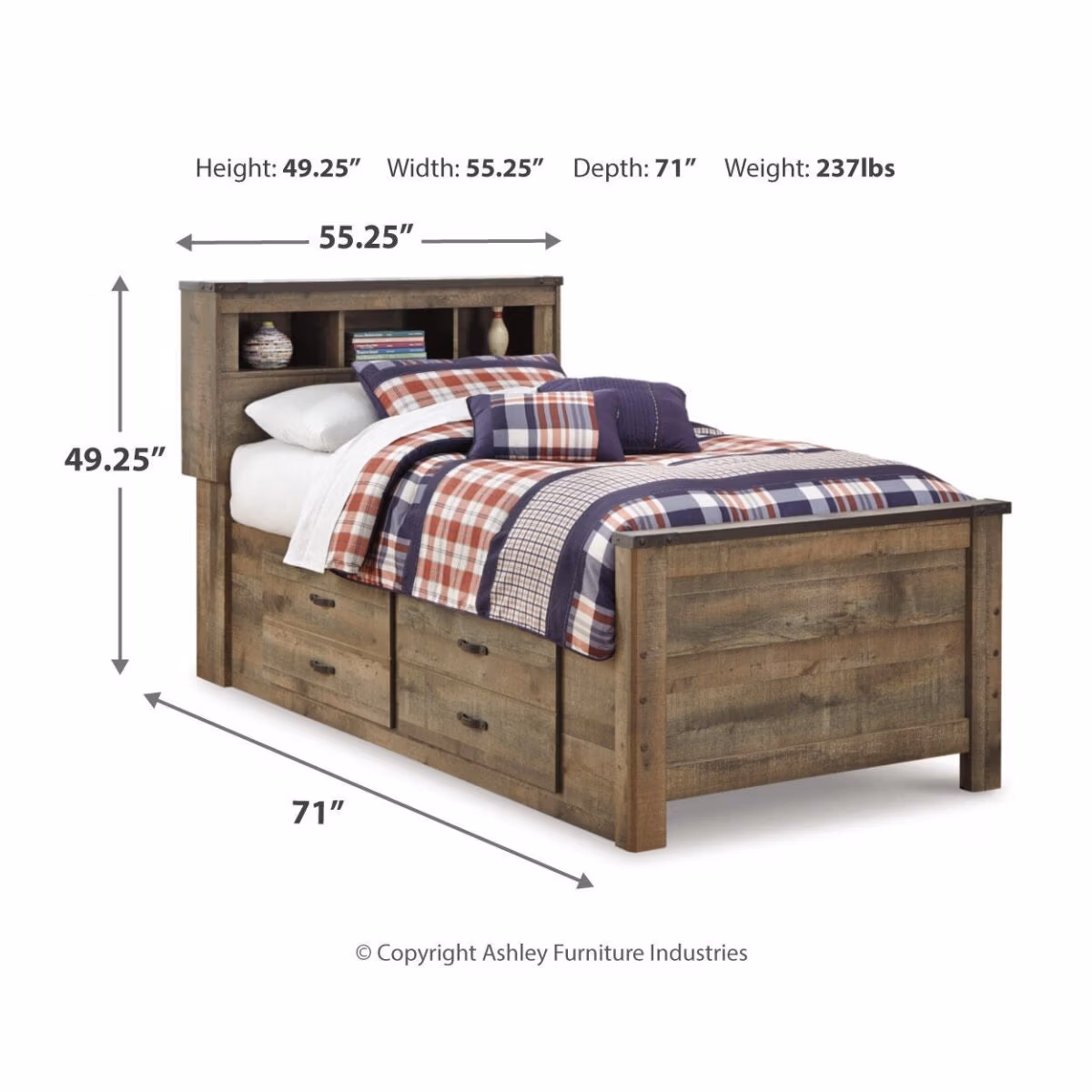 Trinell Twin Panel Bed with Storage and Nightstand - Image 5