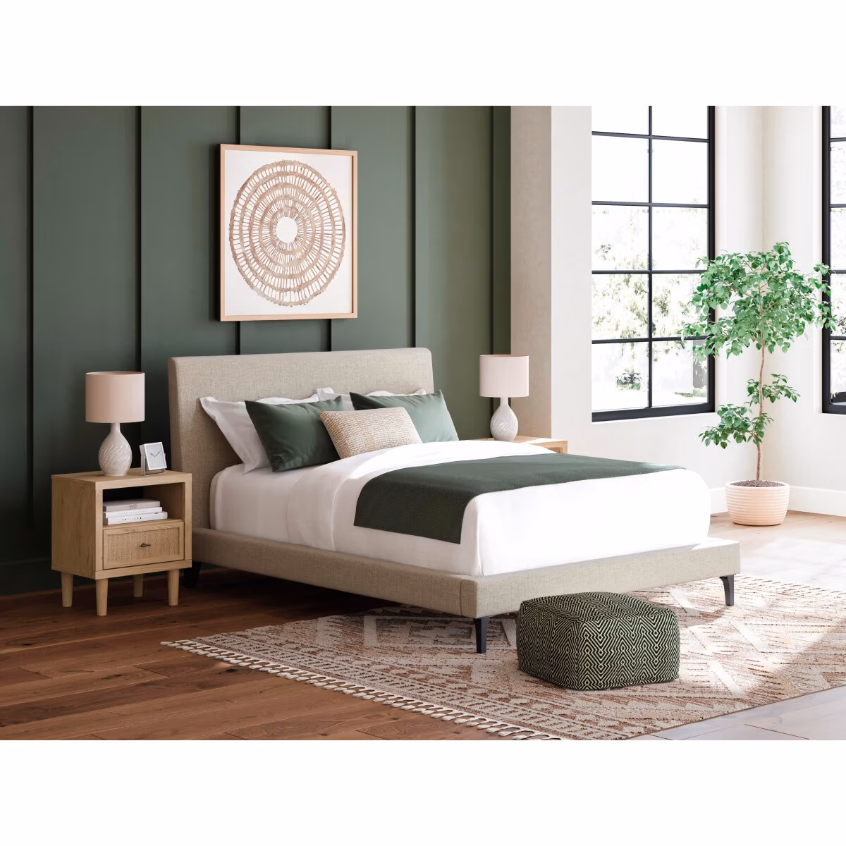 Cielden Queen Upholstered Bed with Roll Slats - Image 3